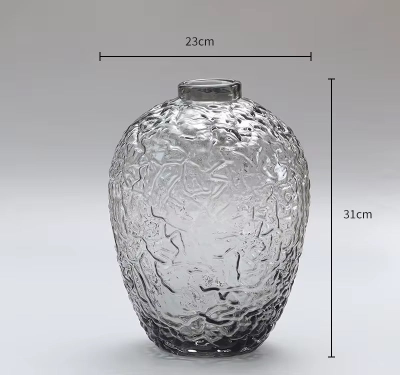 Glacier Textured Smoked Glass Vase