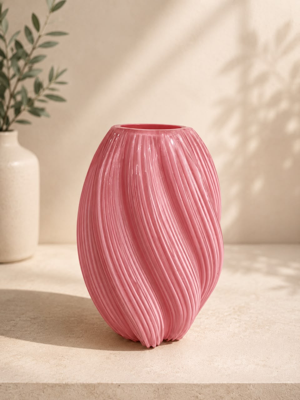 Ribbed Swirl Glass Vases