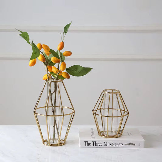 Geometric Gold Glass Vase