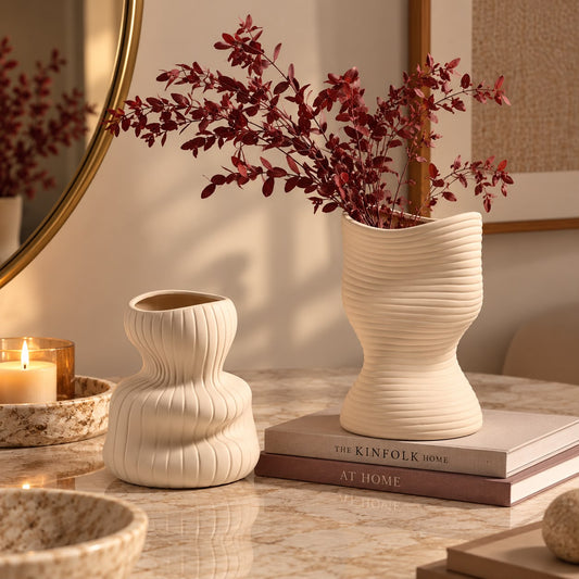 Ivory Sculptural Vases