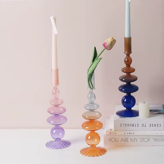 Colored Glass Candle Holders
