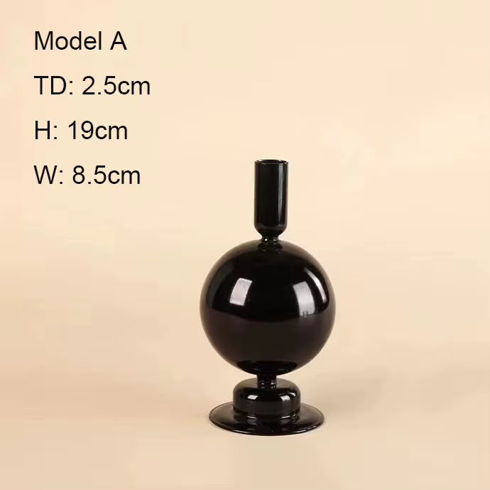 Black Glass Candle Holders