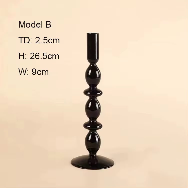 Black Glass Candle Holders