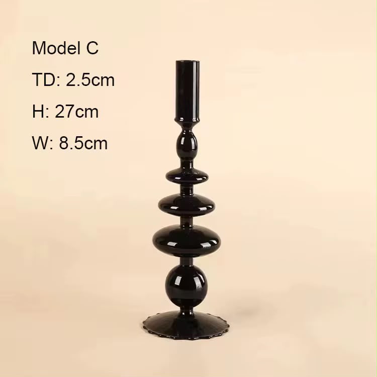 Black Glass Candle Holders