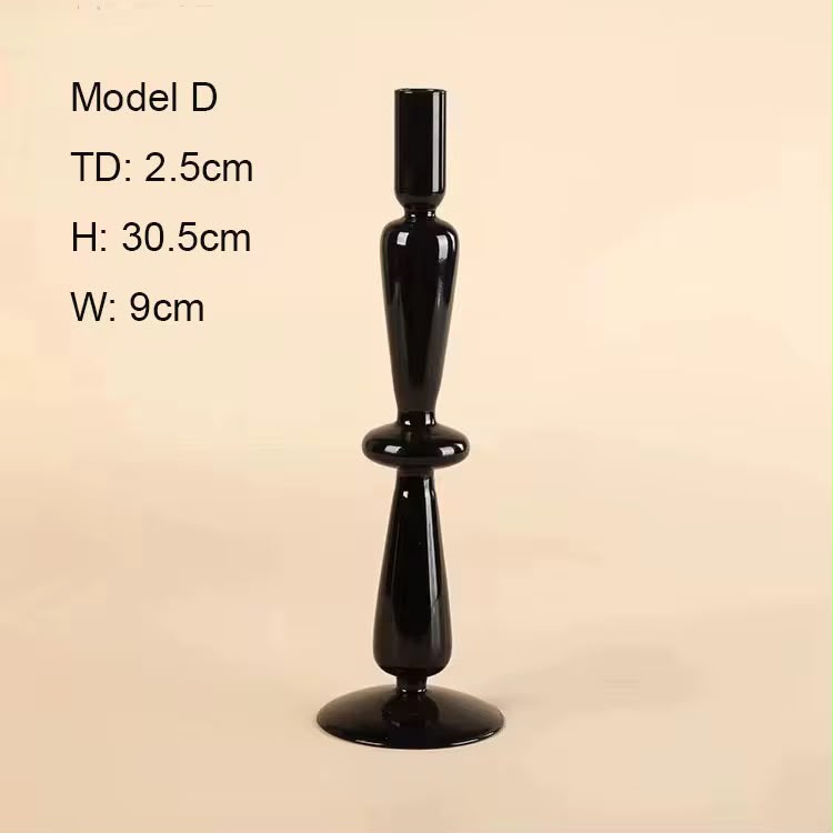 Black Glass Candle Holders