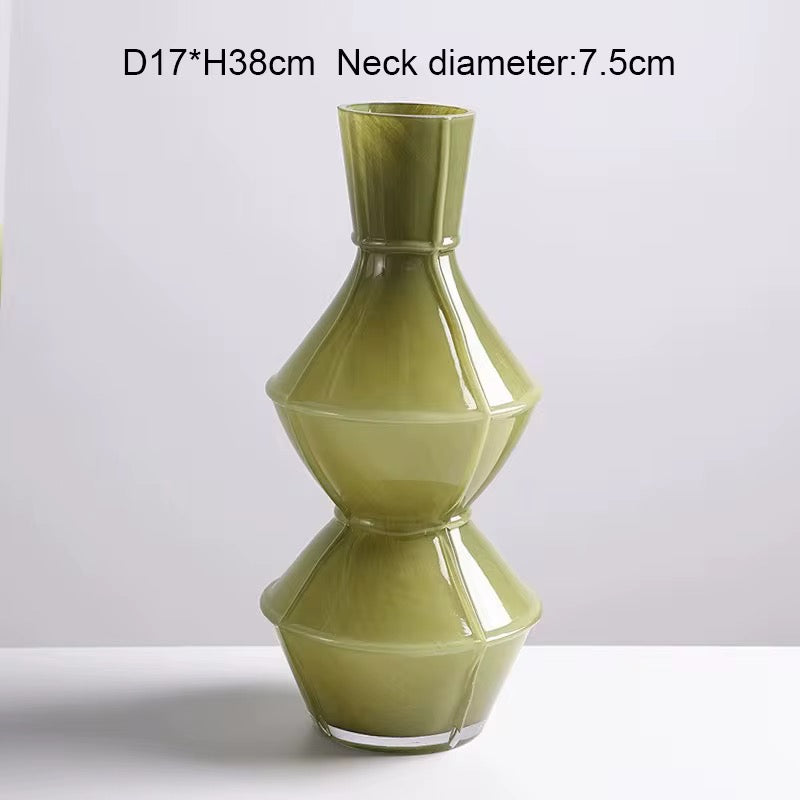 Sage Geometric Glass Vases