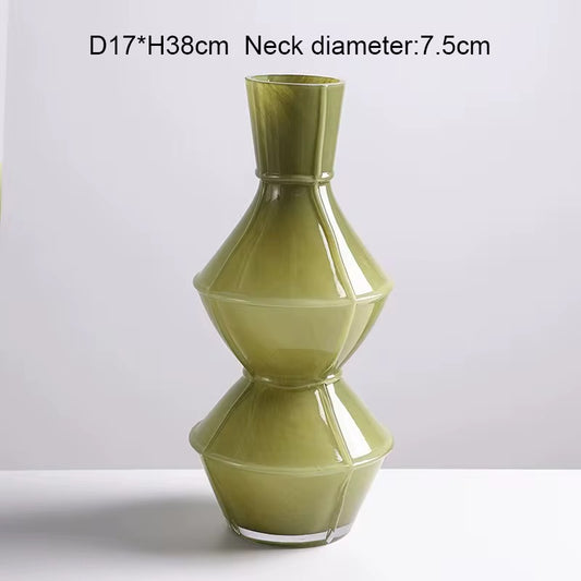 Sage Geometric Glass Vases