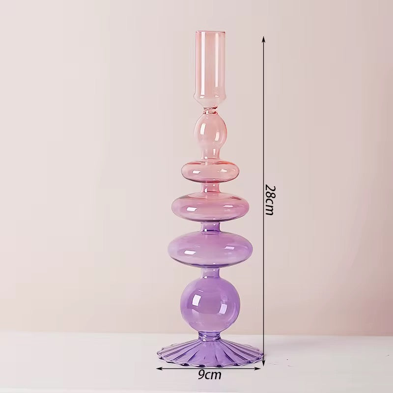 Colored Glass Candle Holders