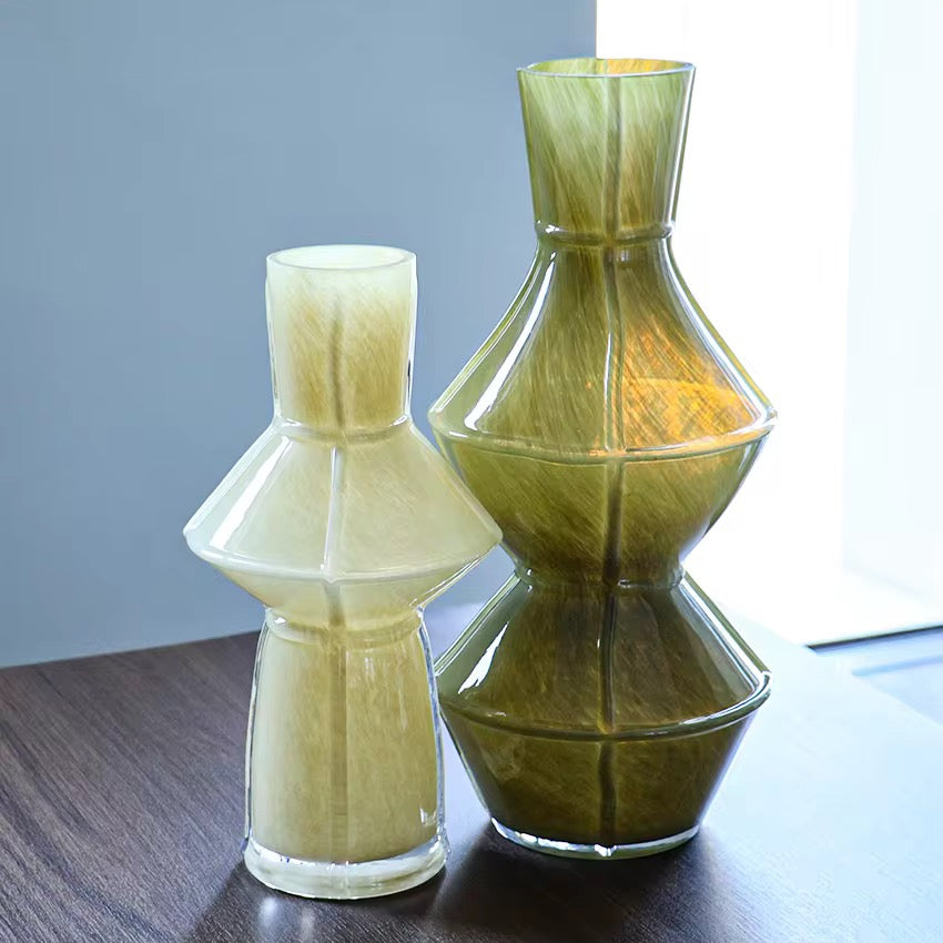 Sage Geometric Glass Vases