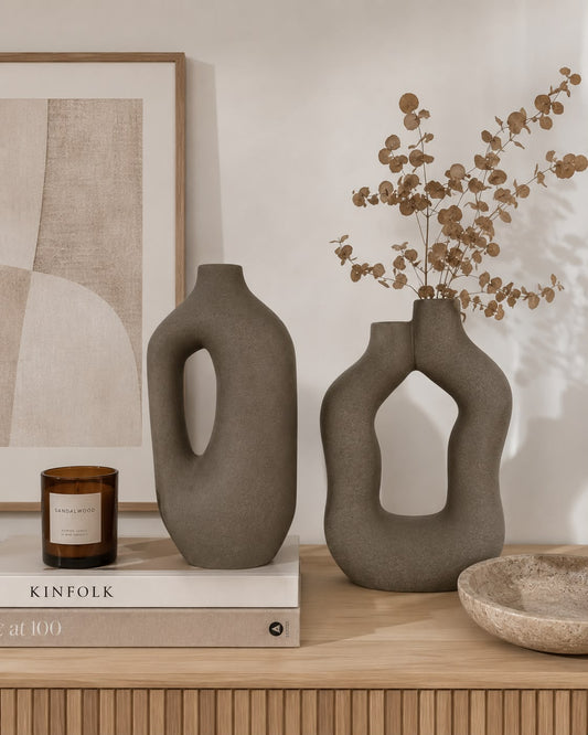 Mineral Grey Abstract Vases