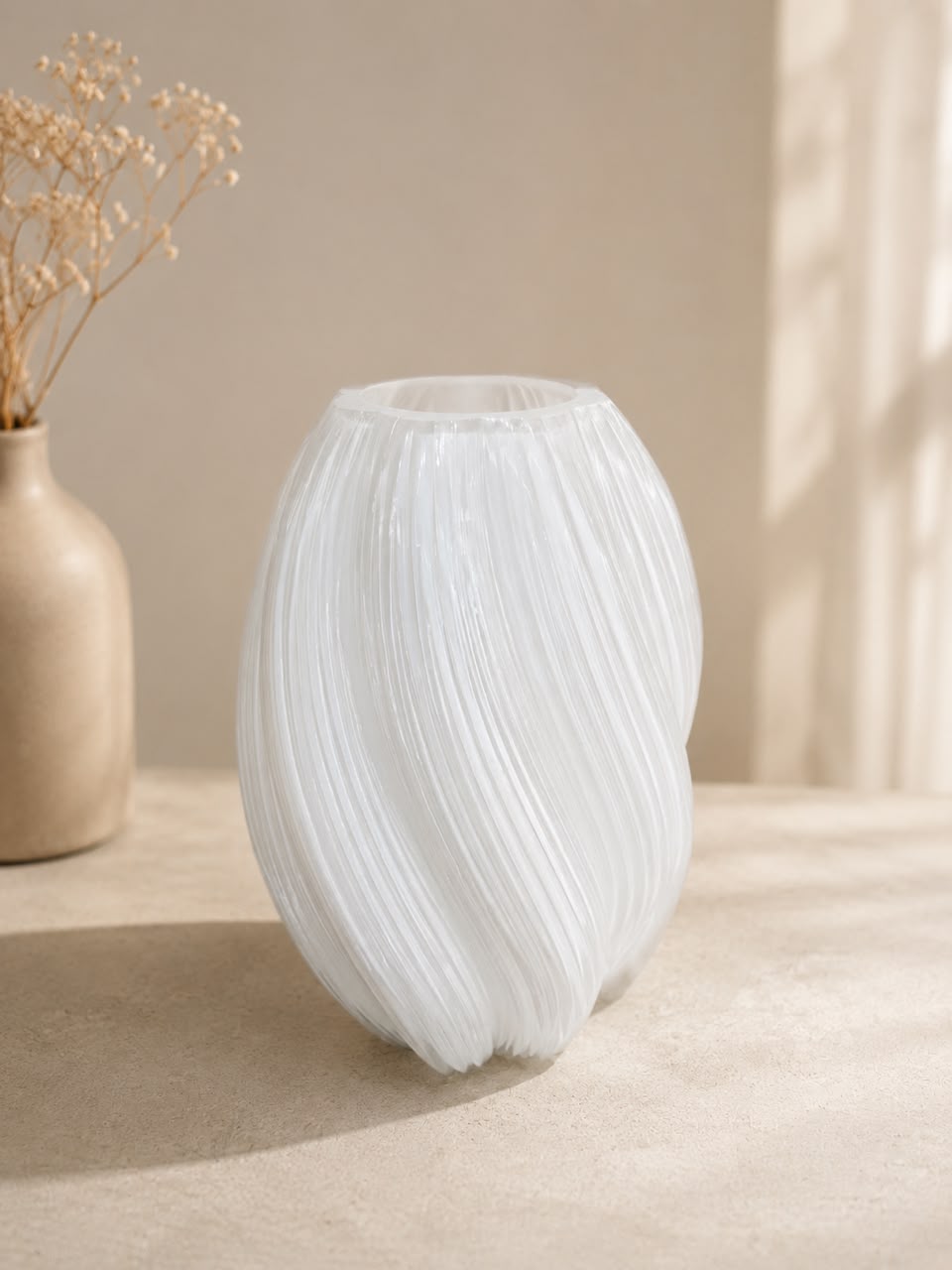 Ribbed Swirl Glass Vases