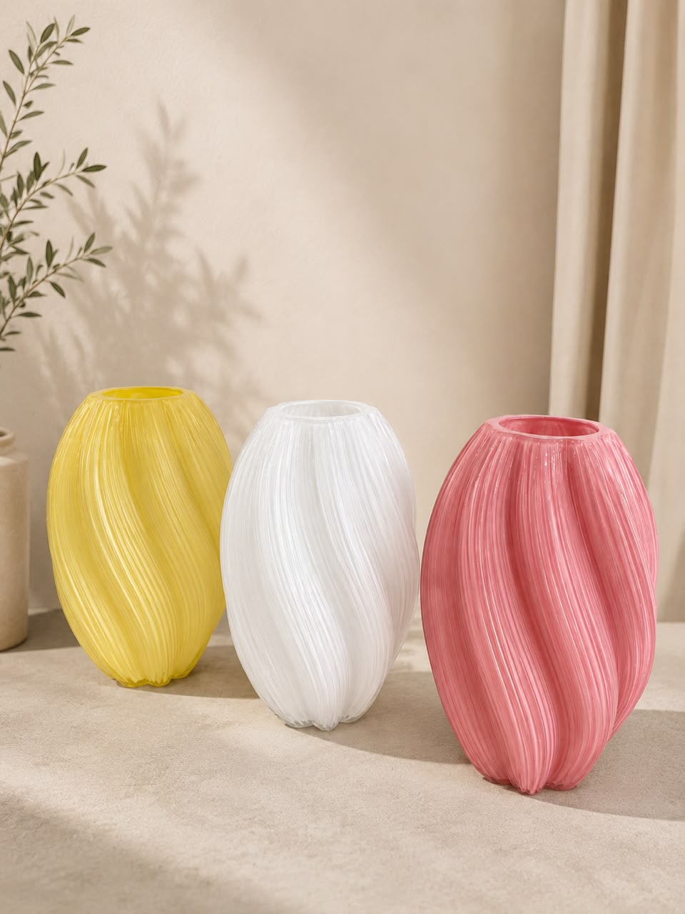 Ribbed Swirl Glass Vases