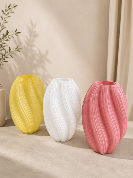 Ribbed Swirl Glass Vases