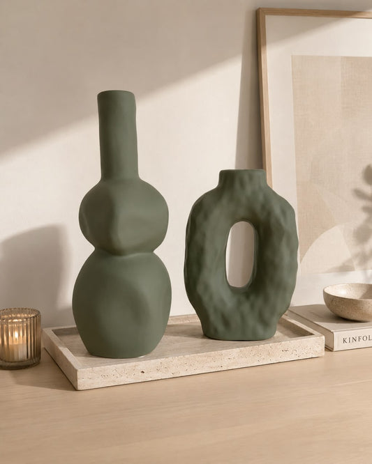 Organic Sculptural Vase Collection - Sage Green