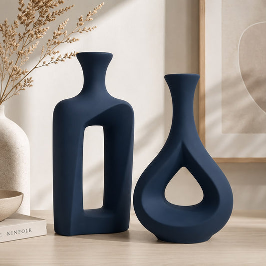 Navy Ceramic Vase Collection