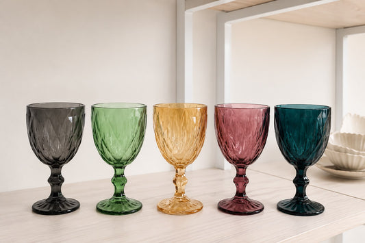 Colored Glass Goblet - Set of 6 (Single color)