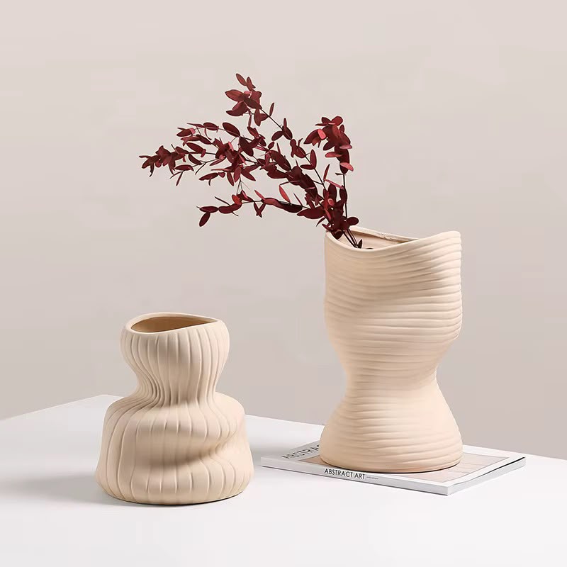 Ivory Sculptural Vases
