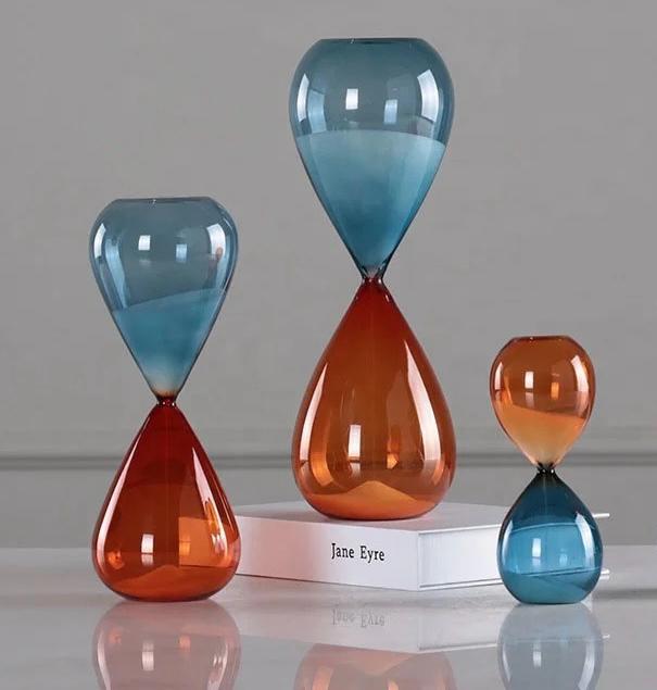 Blue & Amber Glass Hourglass