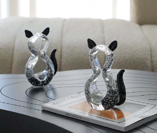 Handcrafted Glass Cat Figurine